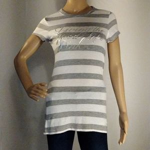 VS Pink Love and Kisses stripe long t-shirt